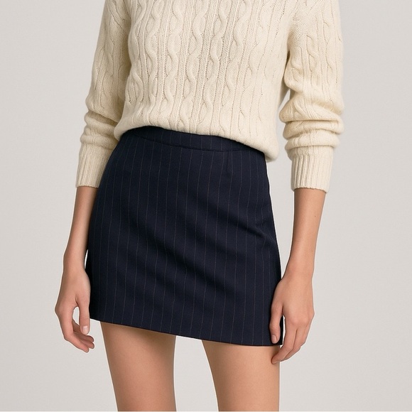 Vintage Dresses & Skirts - MAURICES Vintage 90's y2k Navy Blue Pinstripe Mini Skirt M